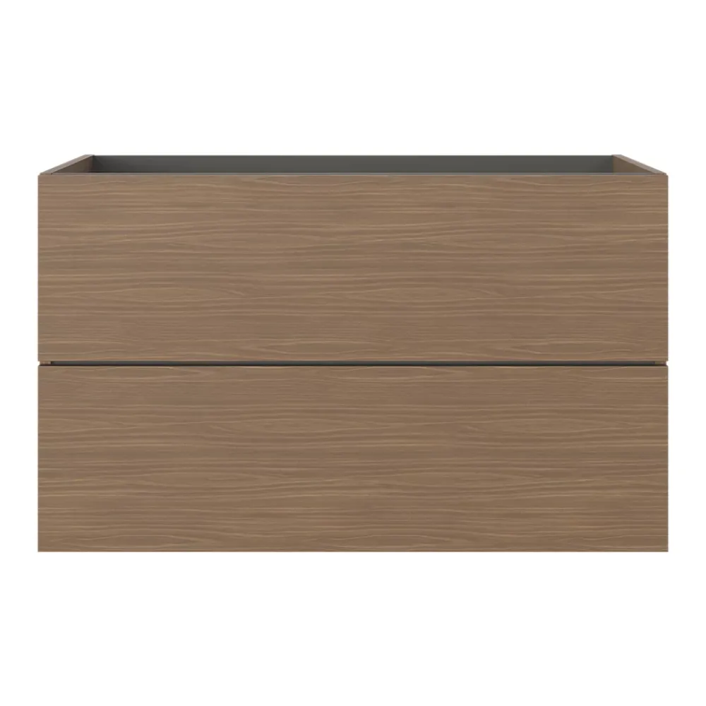 Meuble Sous-Vasque|GoodHome Meuble sous vasque 2 tiroirs sans poignées l.100 x H.60 x P.45 cm effet noyer Kentia