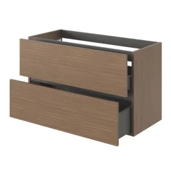 Meuble Sous-Vasque|GoodHome Meuble sous vasque 2 tiroirs sans poignées l.100 x H.60 x P.45 cm effet noyer Kentia