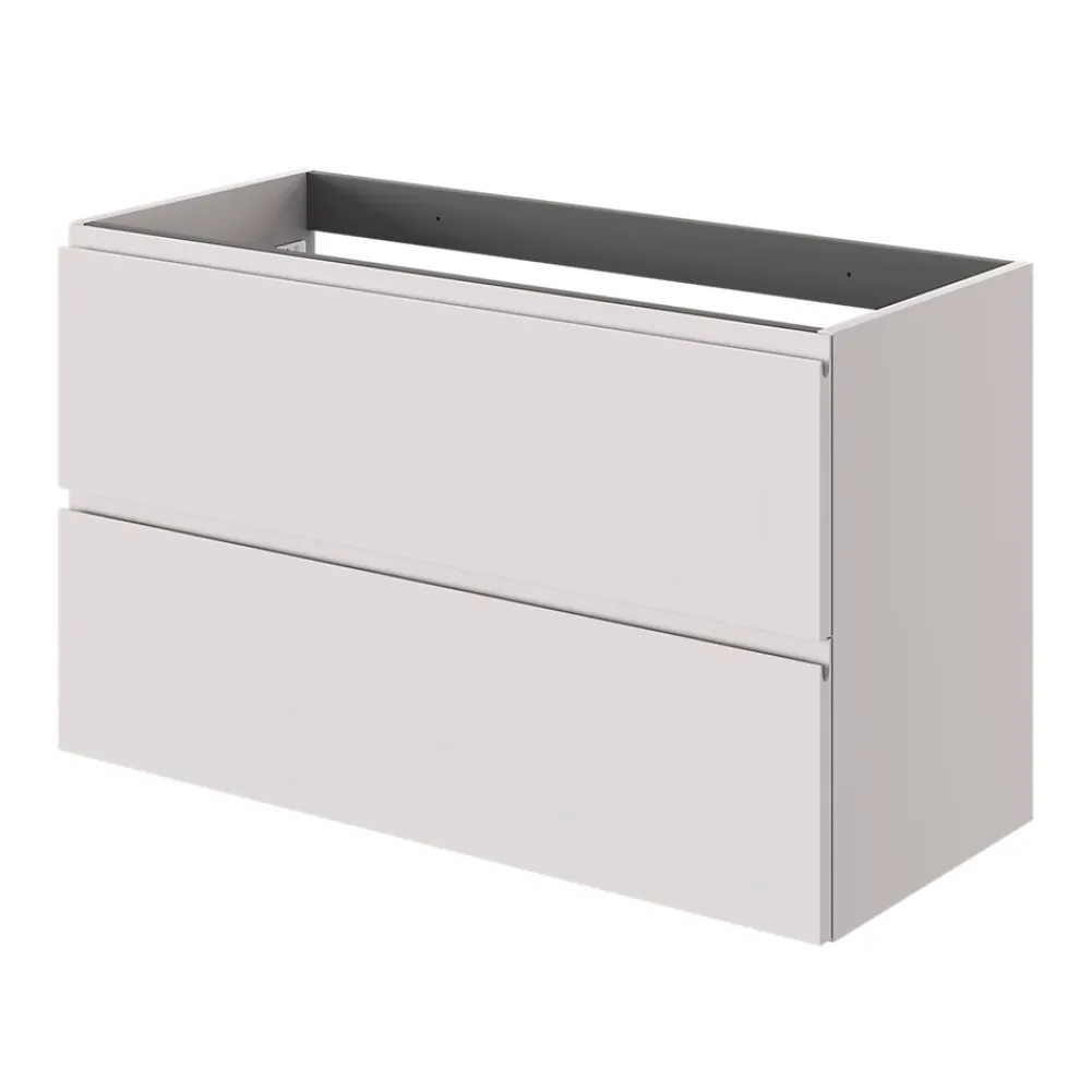 GoodHome Meuble sous vasque 2 tiroirs avec poignées intégrées l.100 x H.60 x P.45 cm beige cachemire Kentia