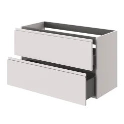 GoodHome Meuble sous vasque 2 tiroirs avec poignées intégrées l.100 x H.60 x P.45 cm beige cachemire Kentia