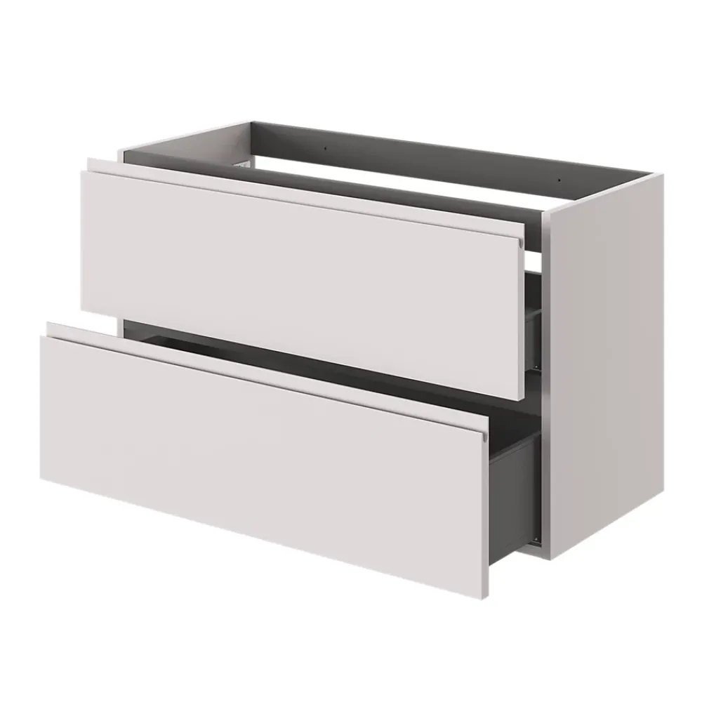 GoodHome Meuble sous vasque 2 tiroirs avec poignées intégrées l.100 x H.60 x P.45 cm beige cachemire Kentia