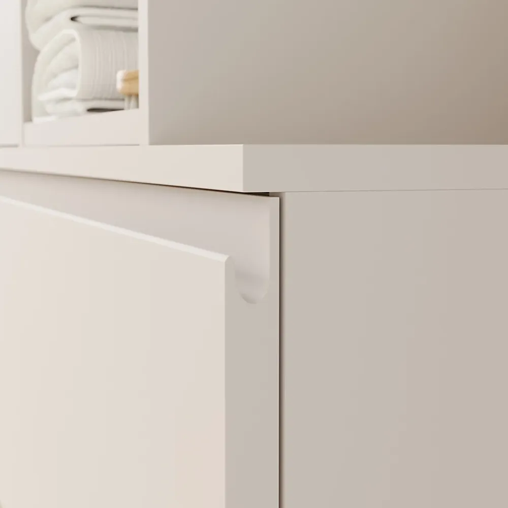 GoodHome Meuble sous vasque 2 tiroirs avec poignées intégrées l.100 x H.60 x P.45 cm beige cachemire Kentia