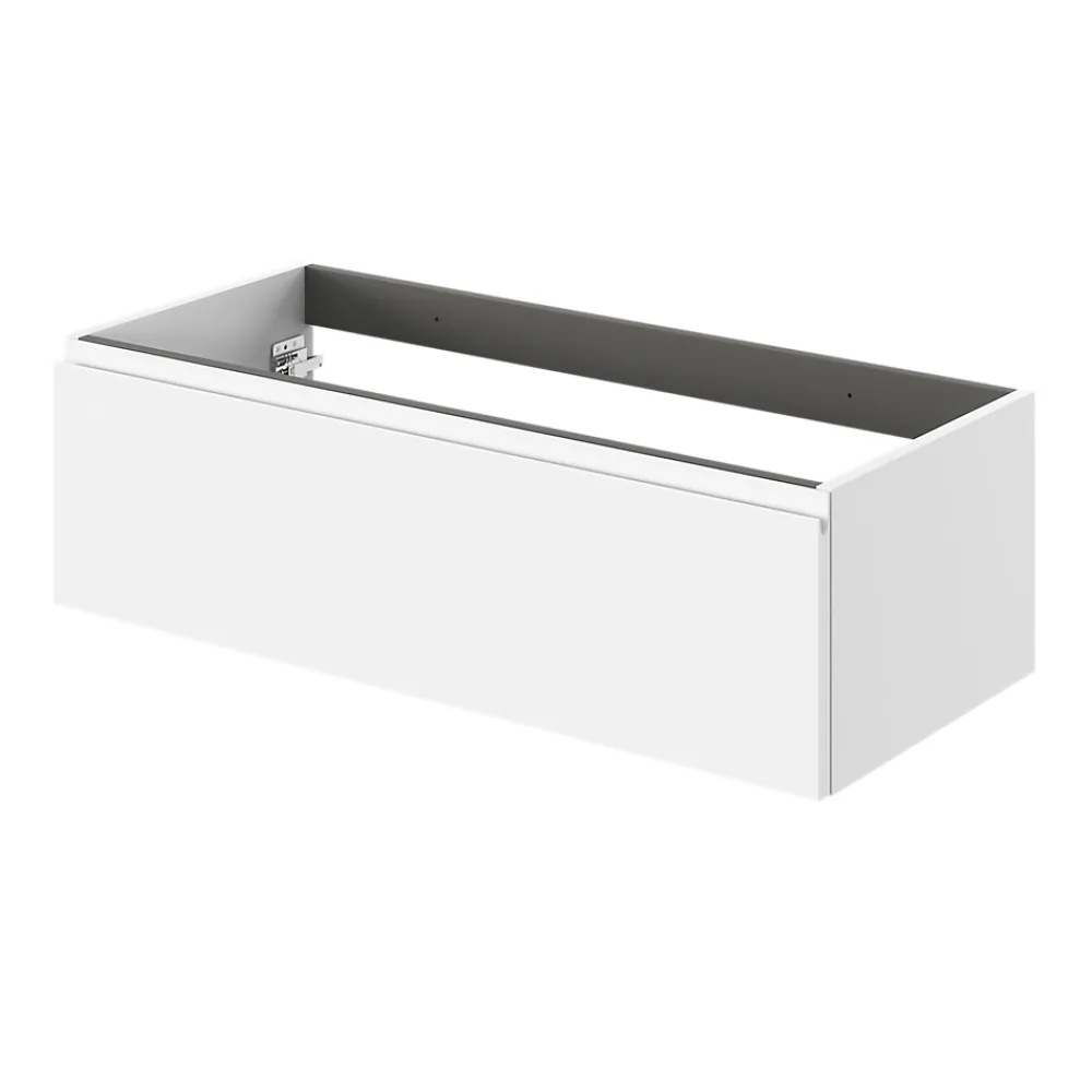 GoodHome Meuble sous vasque 1 tiroir avec poignée intégrée l.100 x H.30 x P.45 cm blanc mat Kentia