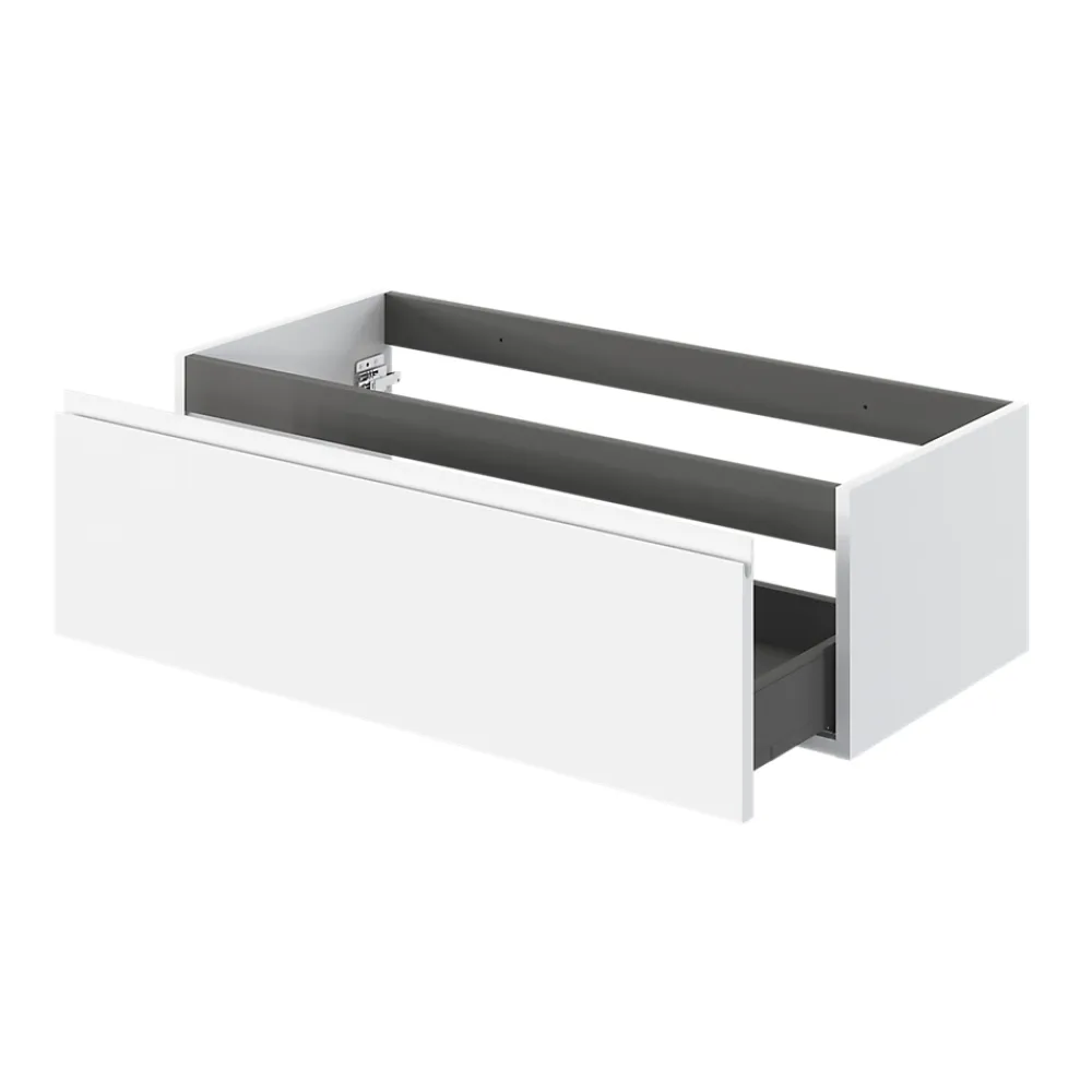 GoodHome Meuble sous vasque 1 tiroir avec poignée intégrée l.100 x H.30 x P.45 cm blanc mat Kentia