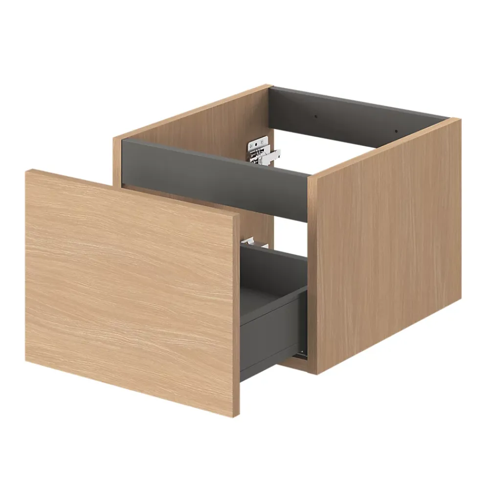 GoodHome Meuble sous vasque 1 tiroir sans poignée l.40 x H.30 x P.45 cm effet chêne Kentia