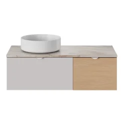 GoodHome Meuble sous vasque 1 tiroir sans poignée l.40 x H.30 x P.45 cm effet chêne Kentia