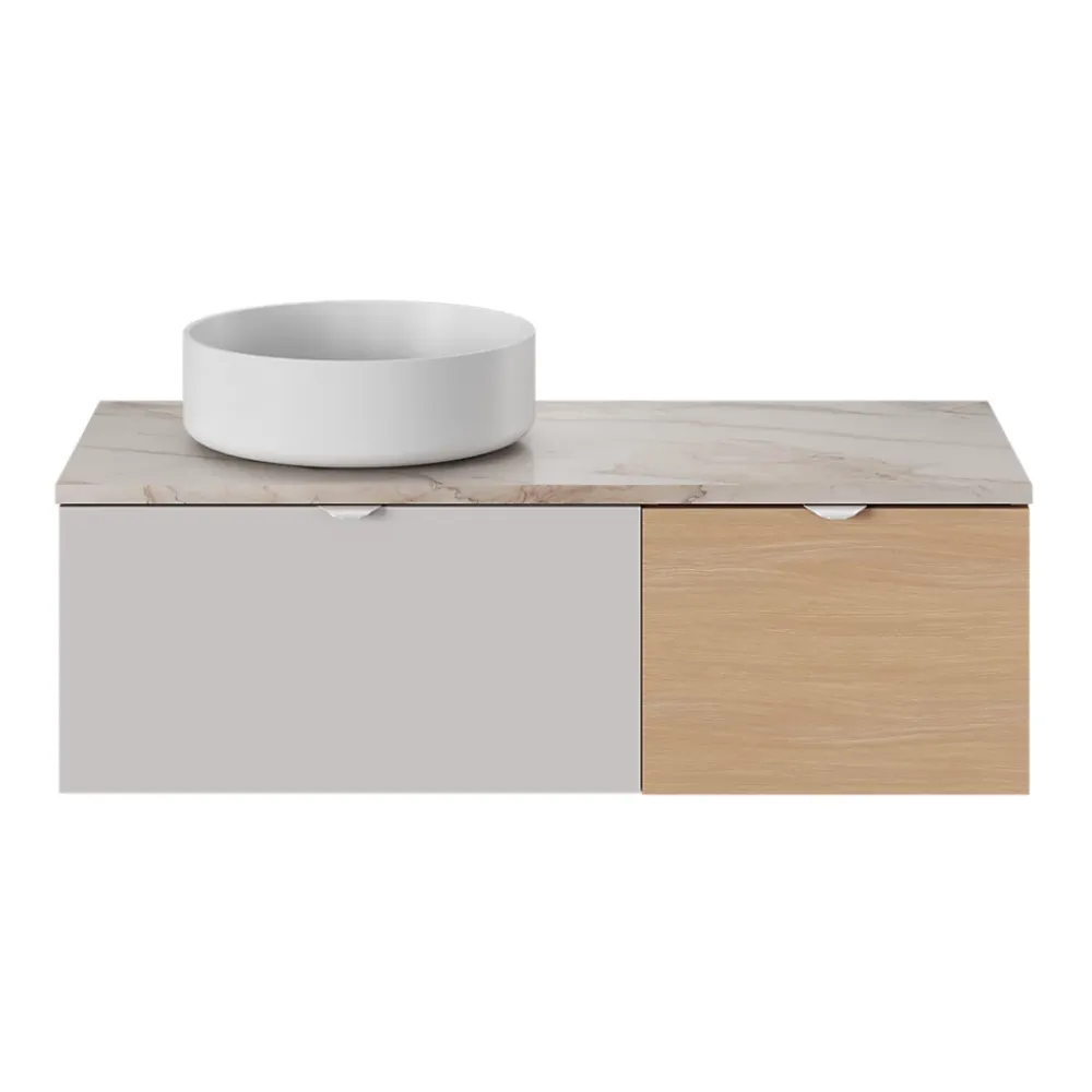 GoodHome Meuble sous vasque 1 tiroir sans poignée l.40 x H.30 x P.45 cm effet chêne Kentia
