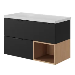 GoodHome Meuble sous vasque 1 tiroir sans poignée l.40 x H.30 x P.45 cm effet chêne Kentia