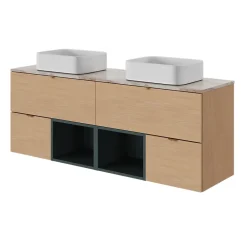 GoodHome Meuble sous vasque 1 tiroir sans poignée l.40 x H.30 x P.45 cm effet chêne Kentia