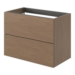 Meuble Sous-Vasque|GoodHome Meuble sous vasque 2 tiroirs sans poignées l.80 x H.60 x P.45 cm effet noyer Kentia