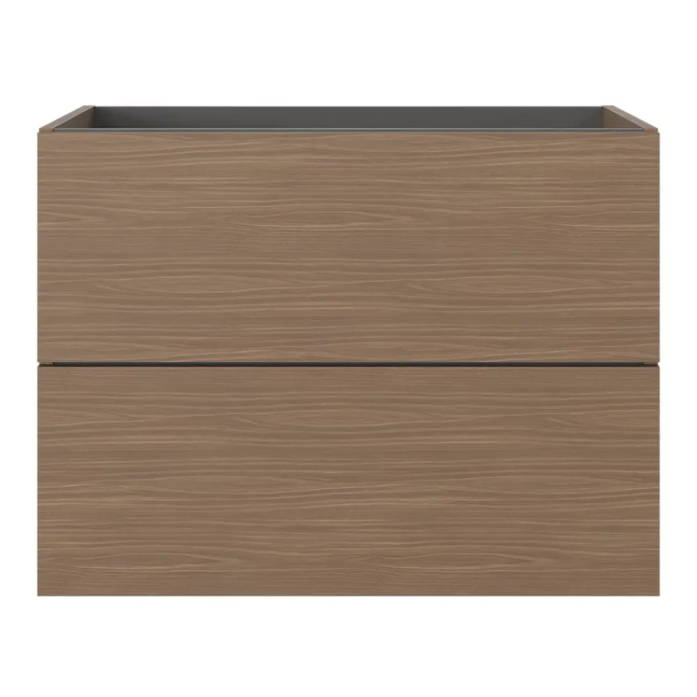 Meuble Sous-Vasque|GoodHome Meuble sous vasque 2 tiroirs sans poignées l.80 x H.60 x P.45 cm effet noyer Kentia