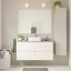 Meuble Sous-Vasque|GoodHome Meuble sous vasque 2 tiroirs sans poignées l.120 x H.60 x P.45 cm blanc mat Kentia
