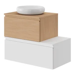 Meuble Sous-Vasque|GoodHome Meuble sous vasque 1 tiroir avec poignée intégrée l.80 x H.30 x P.45 cm blanc mat Kentia