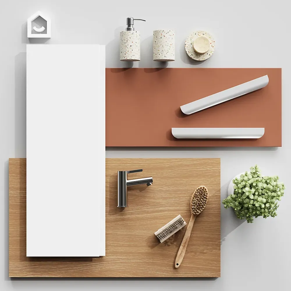 Meuble Sous-Vasque|GoodHome Meuble sous vasque 1 tiroir avec poignée intégrée l.80 x H.30 x P.45 cm blanc mat Kentia