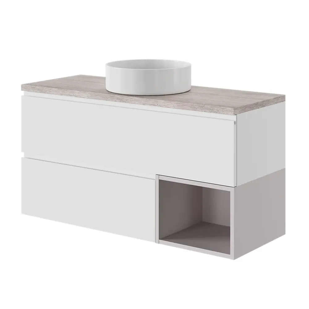 Meuble Sous-Vasque|GoodHome Meuble sous vasque 1 tiroir avec poignée intégrée l.80 x H.30 x P.45 cm blanc mat Kentia