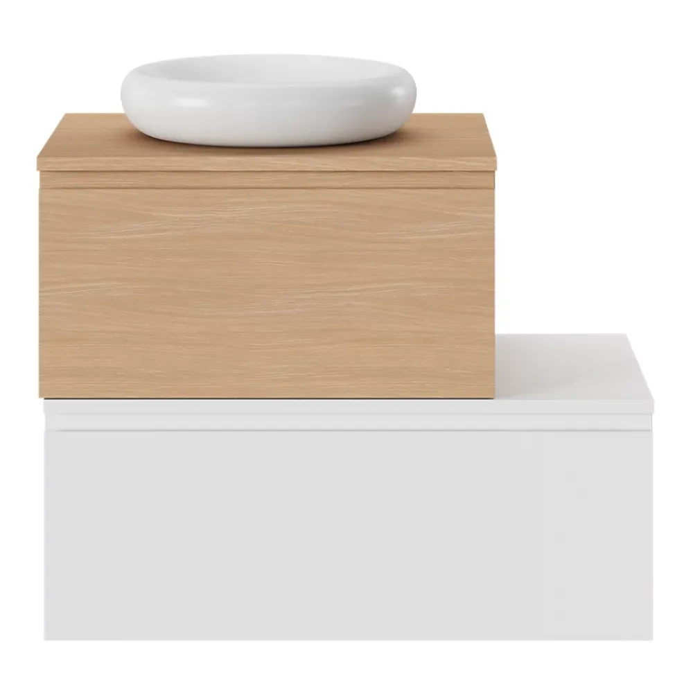 Meuble Sous-Vasque|GoodHome Meuble sous vasque 1 tiroir avec poignée intégrée l.80 x H.30 x P.45 cm blanc mat Kentia