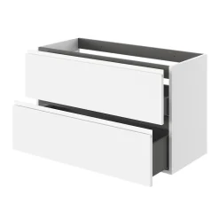 Meuble Sous-Vasque|GoodHome Meuble sous vasque 2 tiroirs avec poignées intégrées l.100 x H.60 x P.45 cm blanc mat Kentia