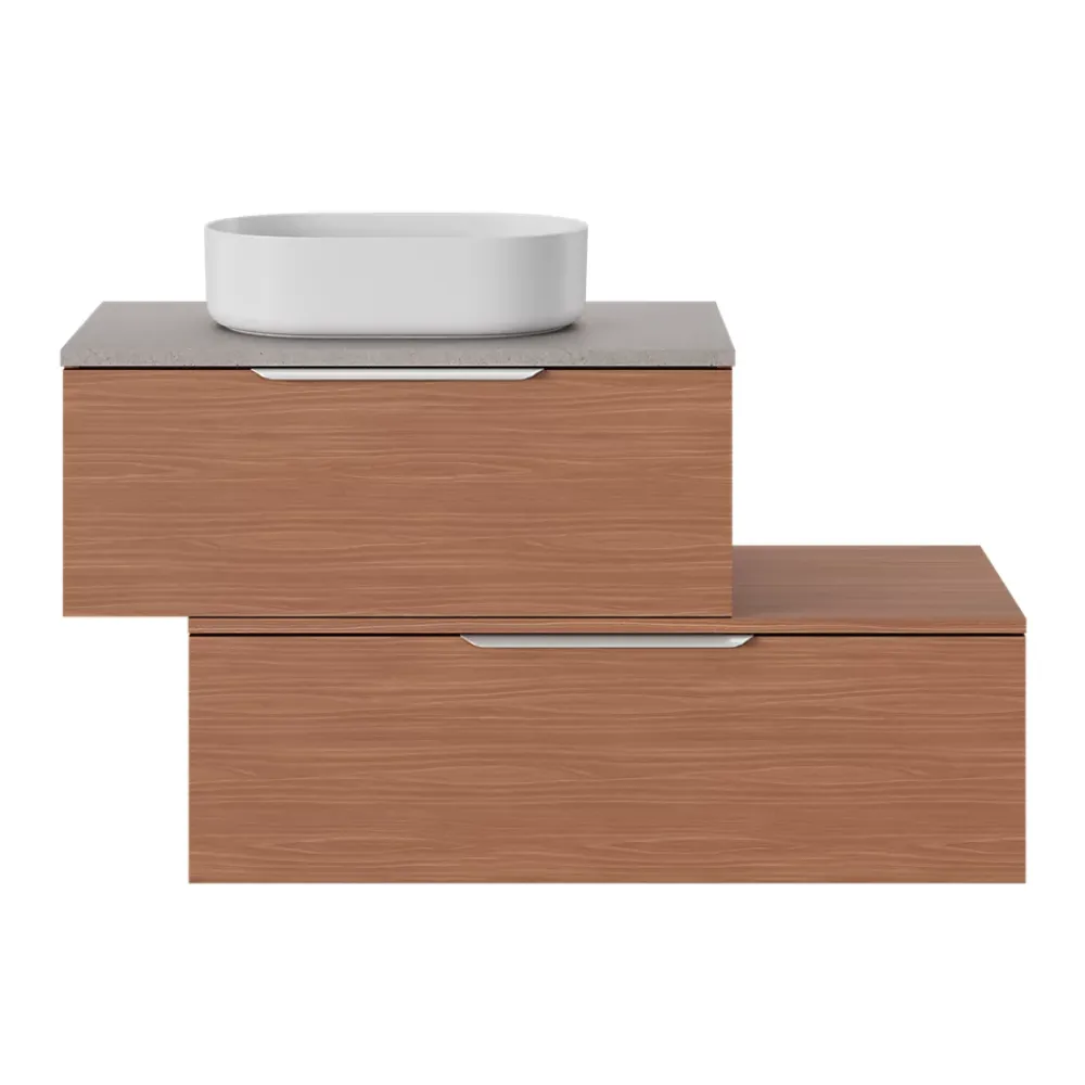 Meuble Sous-Vasque|GoodHome Meuble sous vasque 1 tiroir sans poignée l.100 x H.30 x P.45 cm effet noyer Kentia