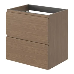 GoodHome Meuble sous vasque 2 tiroirs avec poignées intégrées l.60 x H.60 x P.45 cm effet noyer Kentia