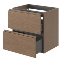 GoodHome Meuble sous vasque 2 tiroirs avec poignées intégrées l.60 x H.60 x P.45 cm effet noyer Kentia
