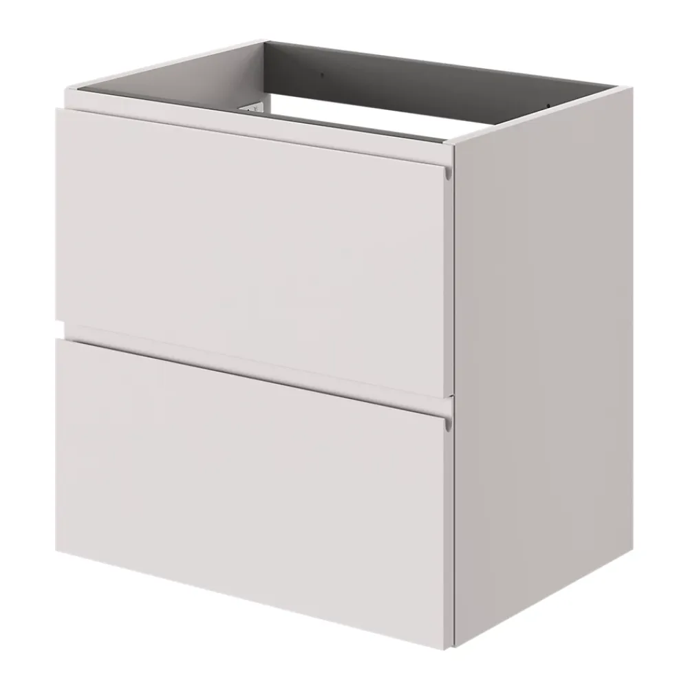 GoodHome Meuble sous vasque 2 tiroirs avec poignées intégrées l.60 x H.60 x P.45 cm beige cachemire Kentia
