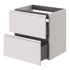 GoodHome Meuble sous vasque 2 tiroirs avec poignées intégrées l.60 x H.60 x P.45 cm beige cachemire Kentia
