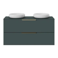 Meuble Sous-Vasque|GoodHome Meuble sous vasque 2 tiroirs sans poignées l.120 x H.60 x P.45 cm vert forêt Kentia