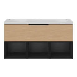 Meuble Sous-Vasque|GoodHome Meuble sous vasque 1 tiroir sans poignée l.120 x H.30 x P.45 cm effet chêne Kentia