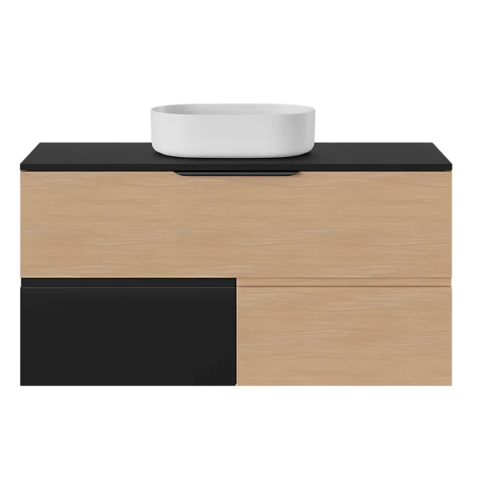 Meuble Sous-Vasque|GoodHome Meuble sous vasque 1 tiroir sans poignée l.120 x H.30 x P.45 cm effet chêne Kentia