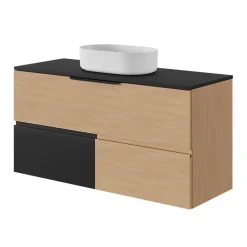 Meuble Sous-Vasque|GoodHome Meuble sous vasque 1 tiroir sans poignée l.120 x H.30 x P.45 cm effet chêne Kentia