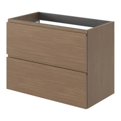 Meuble Sous-Vasque|GoodHome Meuble sous vasque 2 tiroirs avec poignées intégrées l.80 x H.60 x P.45 cm effet noyer Kentia