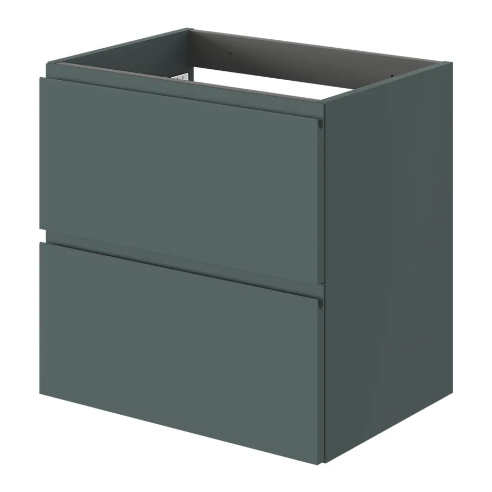 Meuble Sous-Vasque|GoodHome Meuble sous vasque 2 tiroirs avec poignées intégrées l.60 x H.60 x P.45 cm vert forêt Kentia