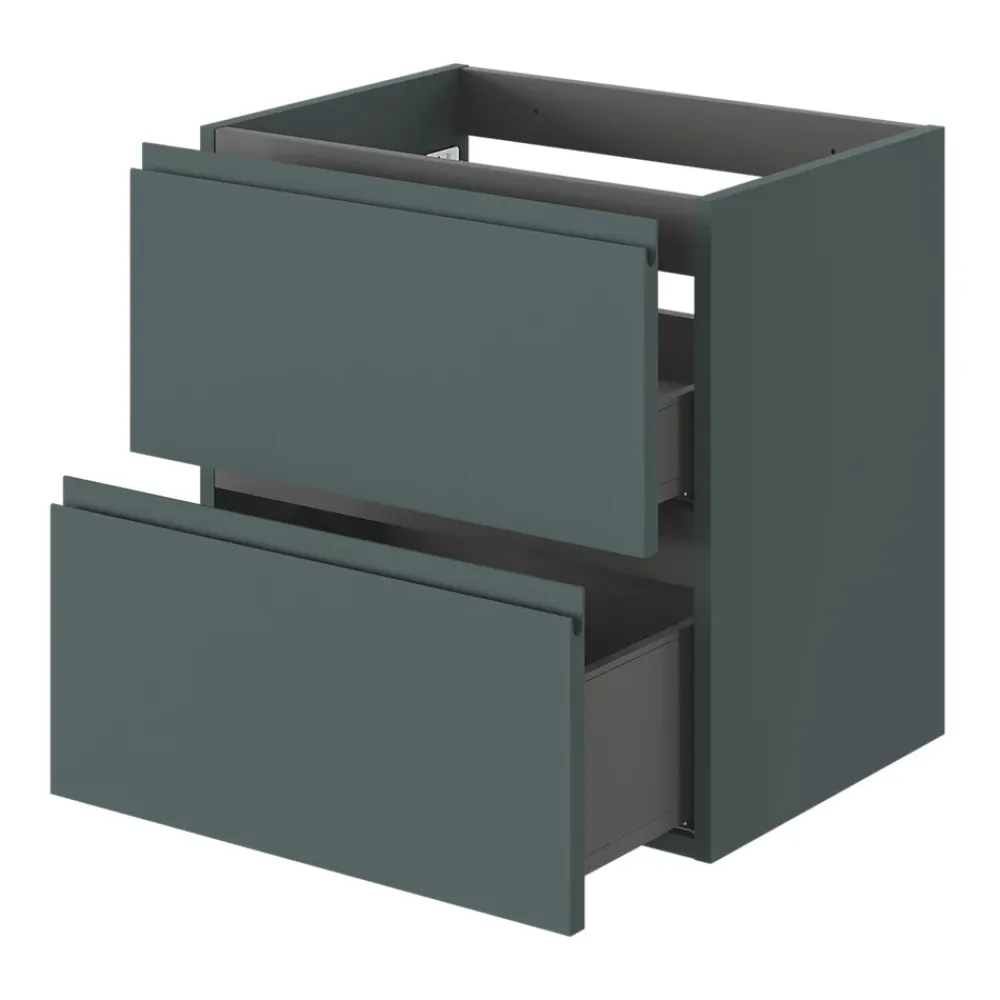 Meuble Sous-Vasque|GoodHome Meuble sous vasque 2 tiroirs avec poignées intégrées l.60 x H.60 x P.45 cm vert forêt Kentia