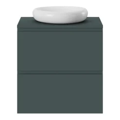 Meuble Sous-Vasque|GoodHome Meuble sous vasque 2 tiroirs avec poignées intégrées l.60 x H.60 x P.45 cm vert forêt Kentia