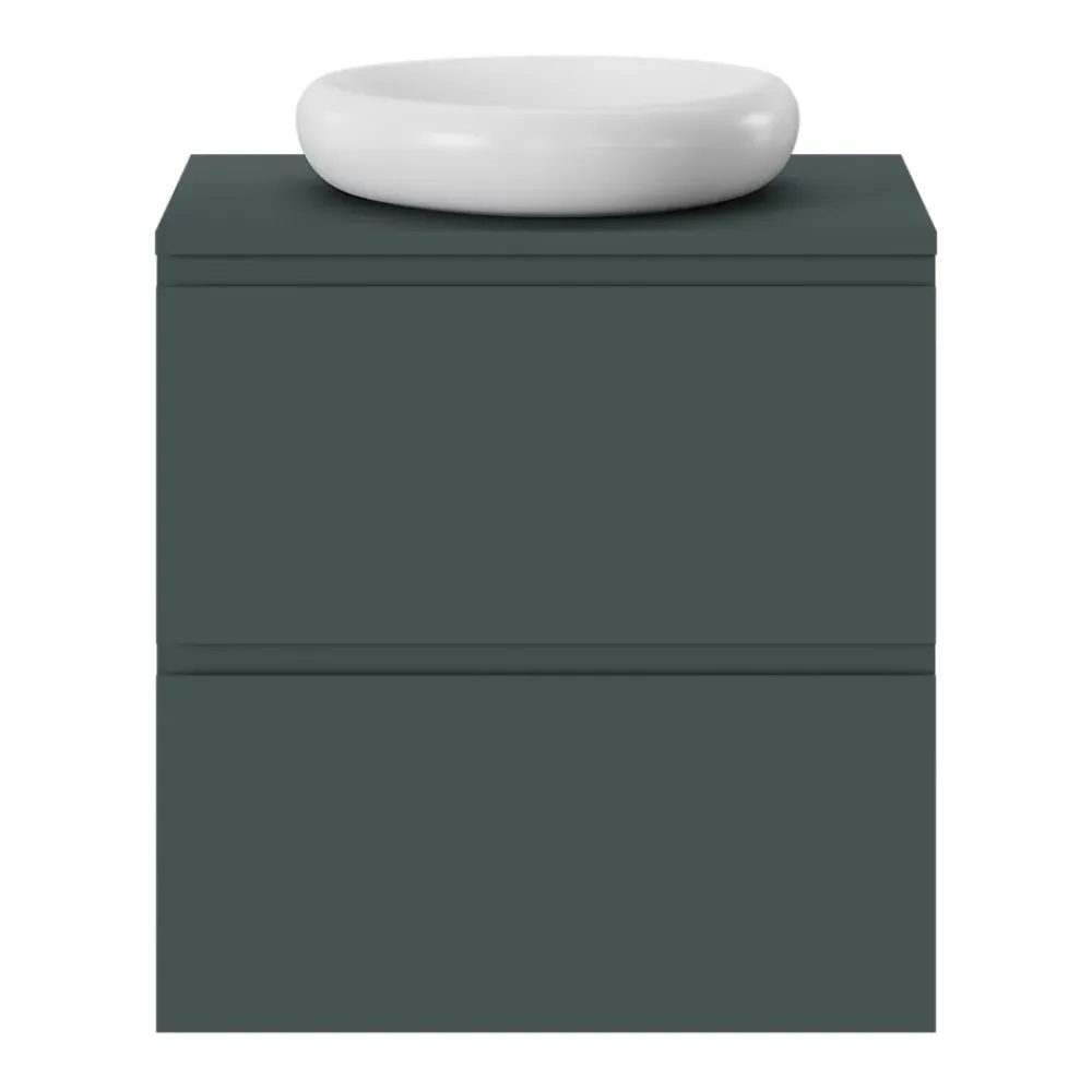 Meuble Sous-Vasque|GoodHome Meuble sous vasque 2 tiroirs avec poignées intégrées l.60 x H.60 x P.45 cm vert forêt Kentia