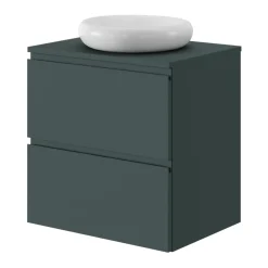 Meuble Sous-Vasque|GoodHome Meuble sous vasque 2 tiroirs avec poignées intégrées l.60 x H.60 x P.45 cm vert forêt Kentia