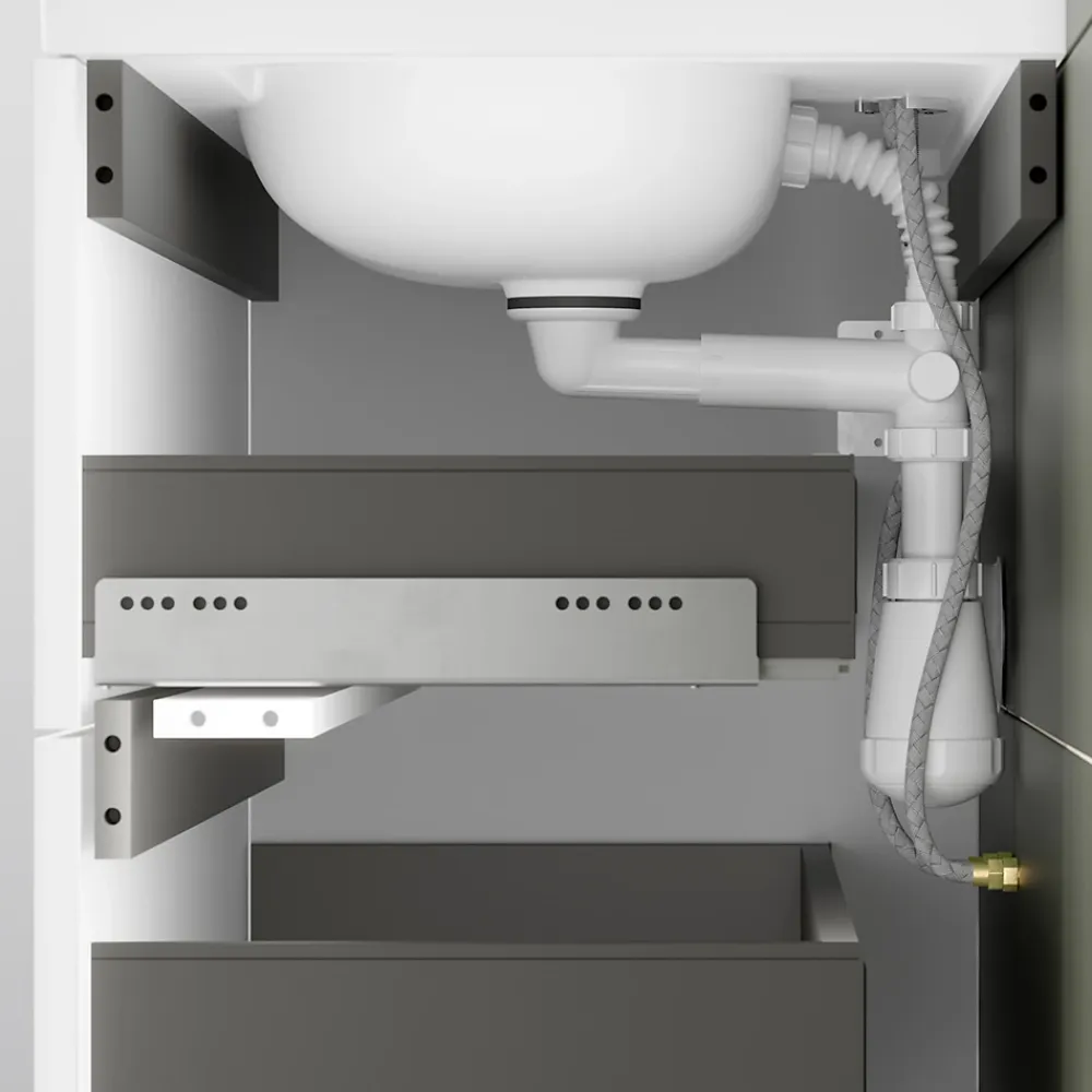 Meuble Sous-Vasque|GoodHome Meuble sous vasque 2 tiroirs avec poignées intégrées l.60 x H.60 x P.45 cm vert forêt Kentia