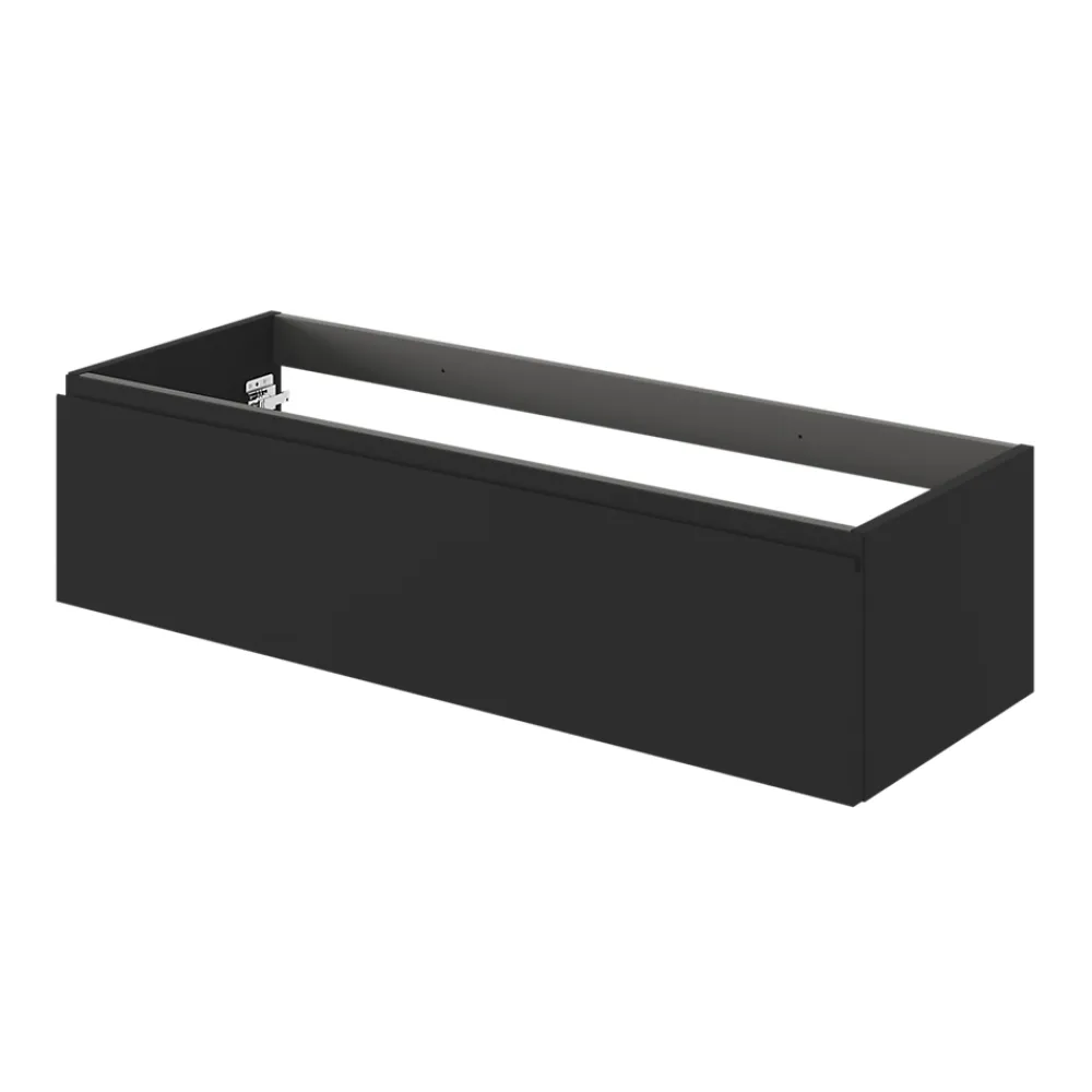 Meuble Sous-Vasque|GoodHome Meuble sous vasque 1 tiroir avec poignée intégrée l.120 x H.30 x P.45 cm noir mat Kentia