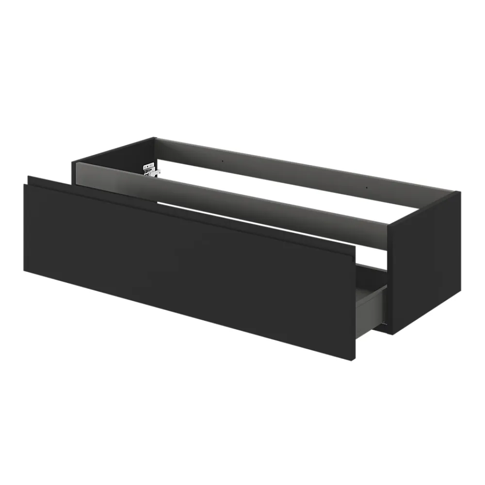 Meuble Sous-Vasque|GoodHome Meuble sous vasque 1 tiroir avec poignée intégrée l.120 x H.30 x P.45 cm noir mat Kentia