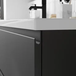 Meuble Sous-Vasque|GoodHome Meuble sous vasque 1 tiroir avec poignée intégrée l.120 x H.30 x P.45 cm noir mat Kentia