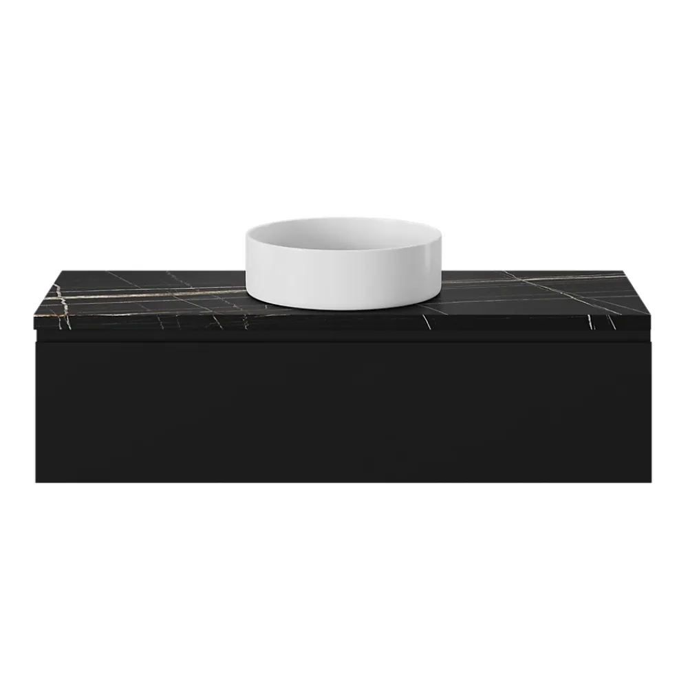 Meuble Sous-Vasque|GoodHome Meuble sous vasque 1 tiroir avec poignée intégrée l.120 x H.30 x P.45 cm noir mat Kentia