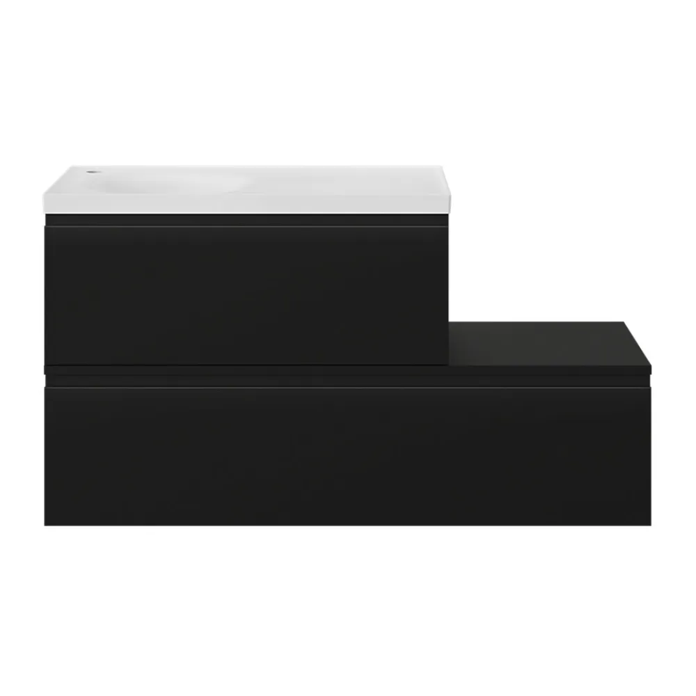 Meuble Sous-Vasque|GoodHome Meuble sous vasque 1 tiroir avec poignée intégrée l.120 x H.30 x P.45 cm noir mat Kentia