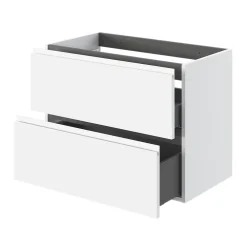 Meuble Sous-Vasque|GoodHome Meuble sous vasque 2 tiroirs avec poignées intégrées l.80 x H.60 x P.45 cm blanc mat Kentia