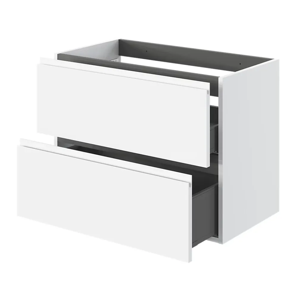 Meuble Sous-Vasque|GoodHome Meuble sous vasque 2 tiroirs avec poignées intégrées l.80 x H.60 x P.45 cm blanc mat Kentia