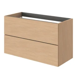 GoodHome Meuble sous vasque 2 tiroirs sans poignées l.100 x H.60 x P.45 cm effet chêne Kentia