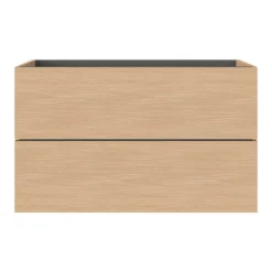 GoodHome Meuble sous vasque 2 tiroirs sans poignées l.100 x H.60 x P.45 cm effet chêne Kentia