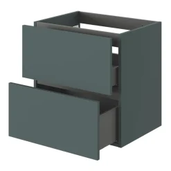 Meuble Sous-Vasque|GoodHome Meuble sous vasque 2 tiroirs sans poignées l.60 x H.60 x P.45 cm vert forêt Kentia
