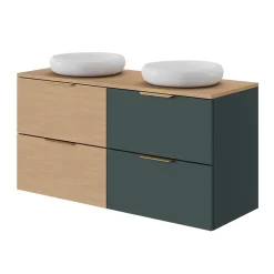 Meuble Sous-Vasque|GoodHome Meuble sous vasque 2 tiroirs sans poignées l.60 x H.60 x P.45 cm vert forêt Kentia