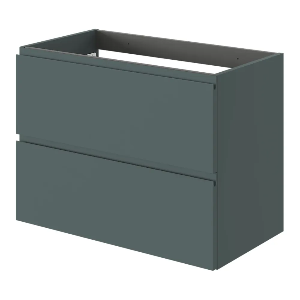 Meuble Sous-Vasque|GoodHome Meuble sous vasque 2 tiroirs avec poignées intégrées l.80 x H.60 x P.45 cm vert forêt Kentia