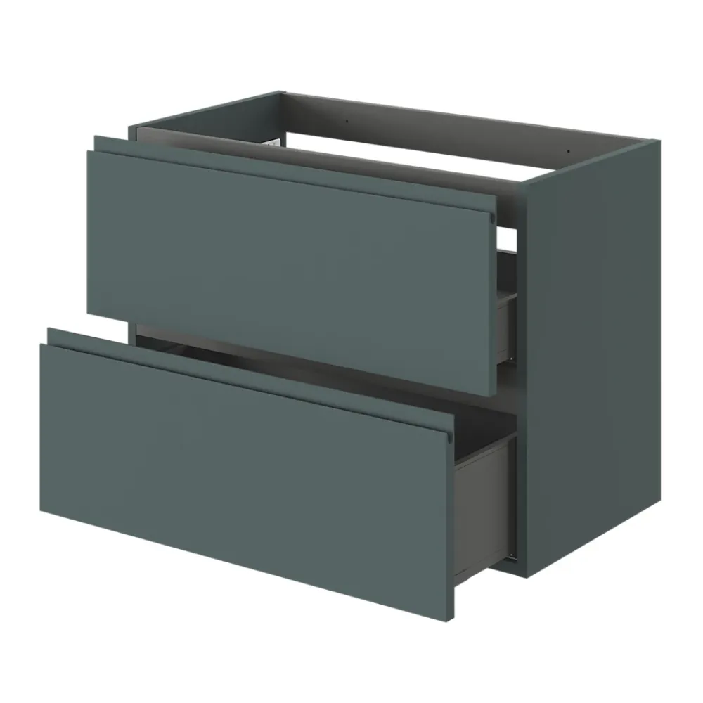 Meuble Sous-Vasque|GoodHome Meuble sous vasque 2 tiroirs avec poignées intégrées l.80 x H.60 x P.45 cm vert forêt Kentia